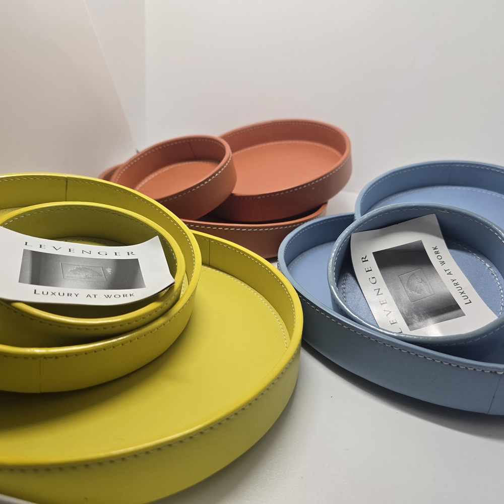 Levenger Vibrant Leather Tray Collection Blue